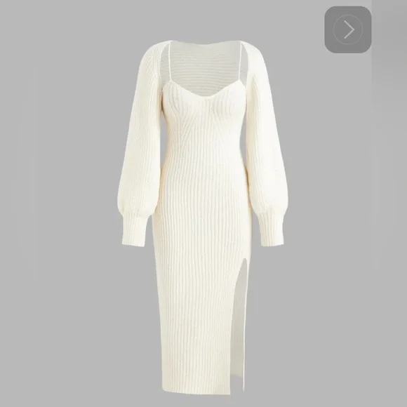 Knit Solid Cami Split Midi Dress & Crop Top Knit Solid Cami Split Midi Dress & Crop Top